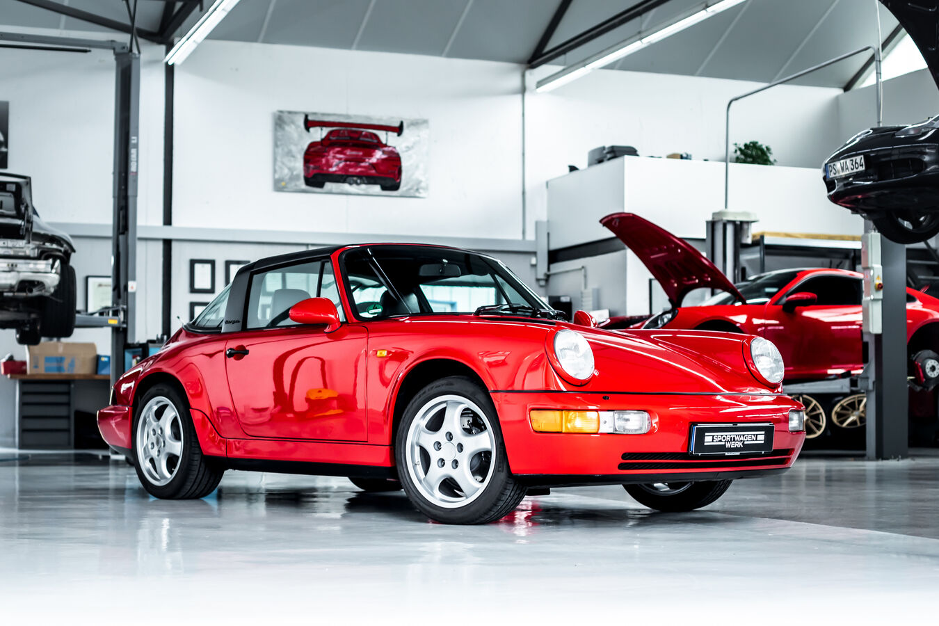 Porsche 964 Targa rot Teilrestauration Werkstatt