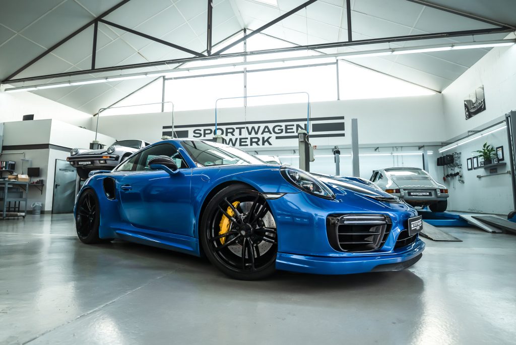 Porsche 991.2 Turbo S Techart blau – Sportwagen Werk Werkstatt